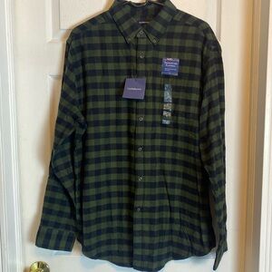 Croft & Barrow Men’s Black & Green Plaid Flannel Shirt Sz L NWT
